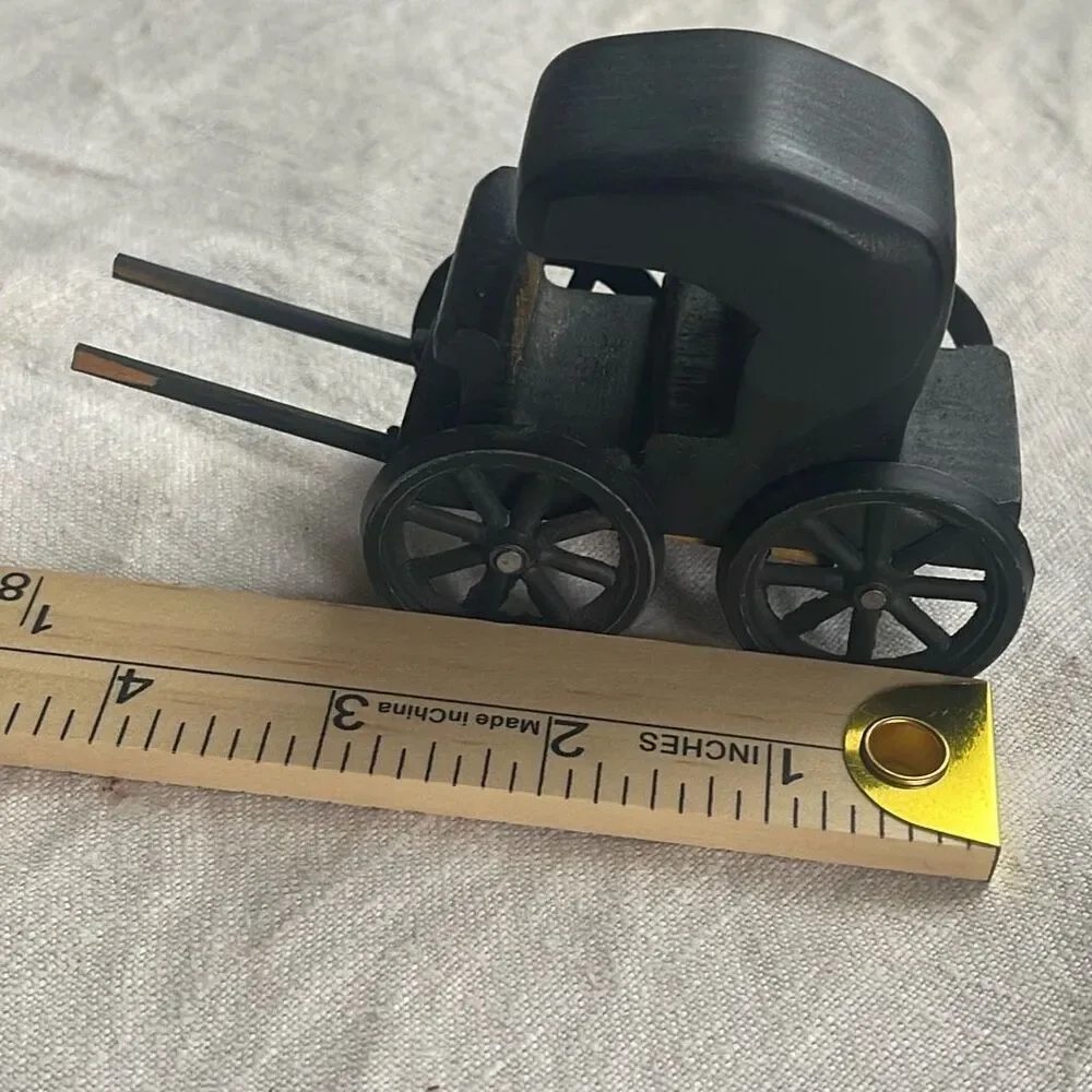 Vintage handmade wooded toy - horse carriage, issues